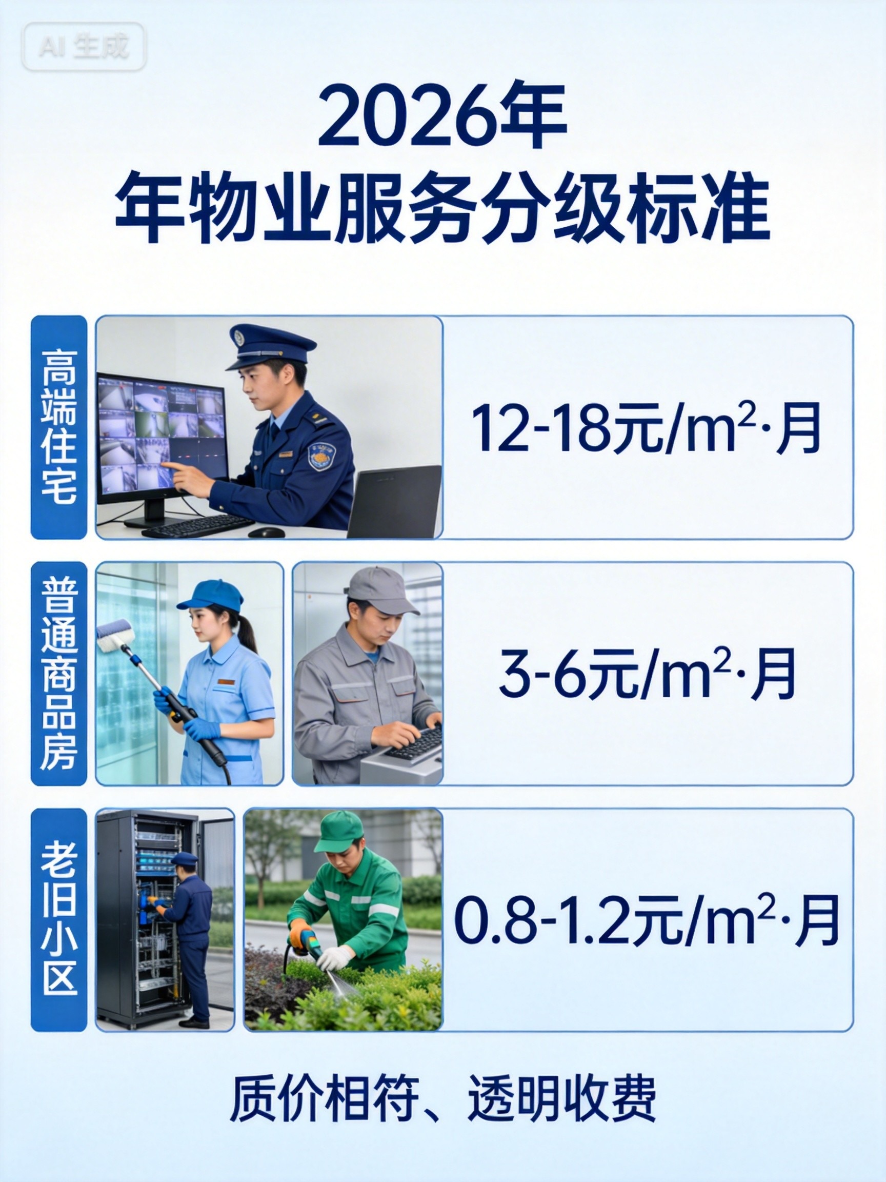 【政策解读】2026年物业服务标准化建设指南：分级服务标准与收费透明的实操要点